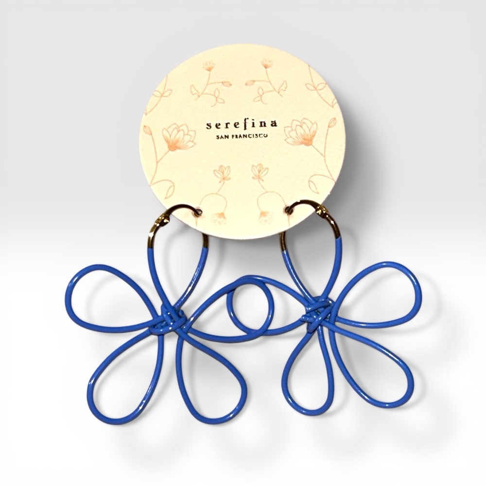 NWT Serefina Blue Dipped Gold Daisy Earrings